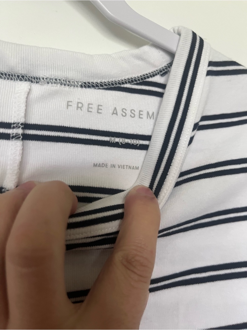 Free People White Tee with Black Stripes